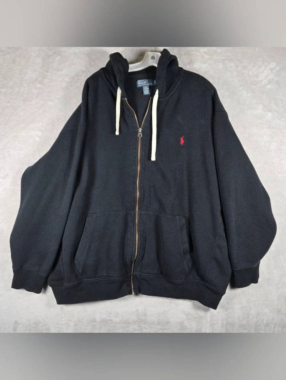 Polo Ralph Lauren Full Zip Fleece Hoodie Mens Size 4XB Black Red Pony Logo